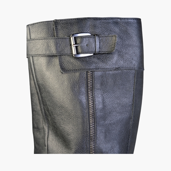 Enzo Angiolini Black Leather Tall Moto Boots With Buckle, Size 7 - Picture 4 of 11